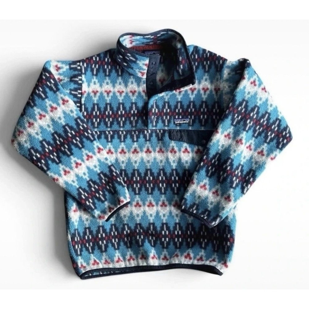 Patagonia Men's Synchilla Snap-T Fleece Pullover Size XS Aztec Bright Blue